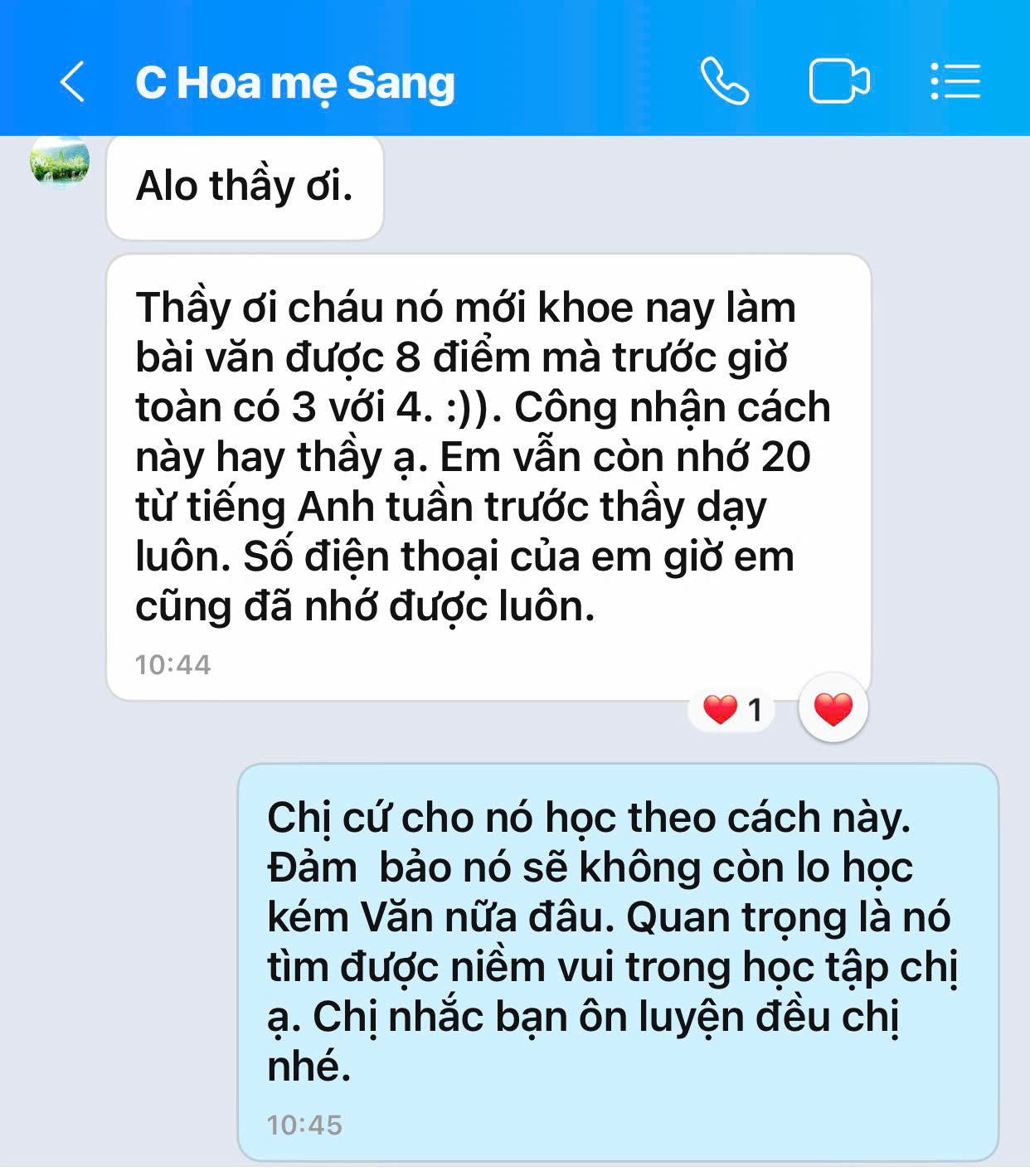 Phụ huynh chia sẻ về việc tự nhớ lại từ tiếng Anh đã học.